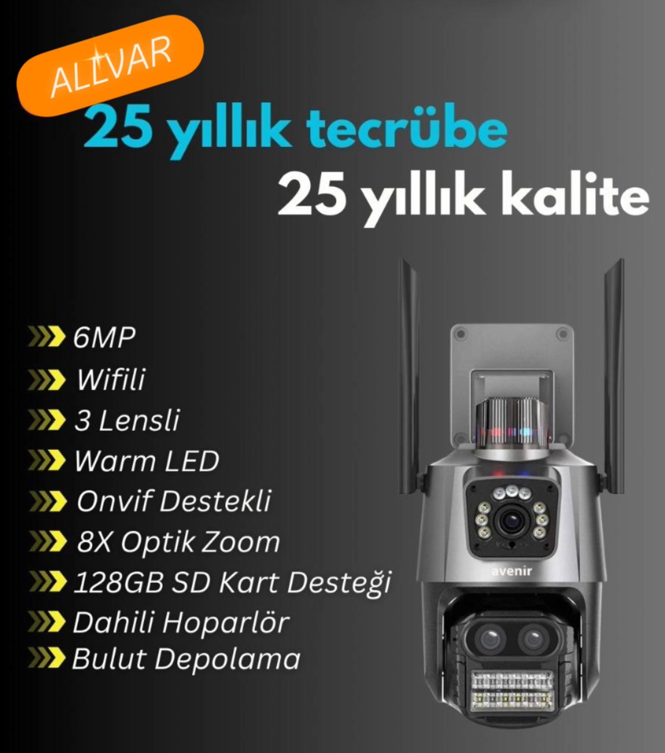 AVENİR 2 KAMERALI OPTİK ZOOM WİFİ ÜRÜN (6MP)