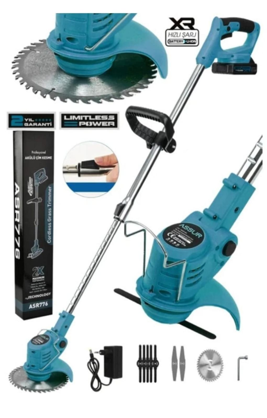 Assur Plus ASR776 Kömürsüz Motor Turbo Çim Çalı Ot Biçme Tırpan